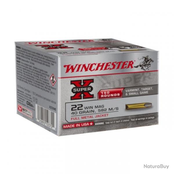 Balles Winchester Ful mtal jacket Super-X - Cal.22 WM - Par 150 - 40 gr / Pa 1
