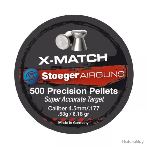 Boite de plombs Stoeger X-match tte plate 0.53 g - Cal. 4.5 - Par 1