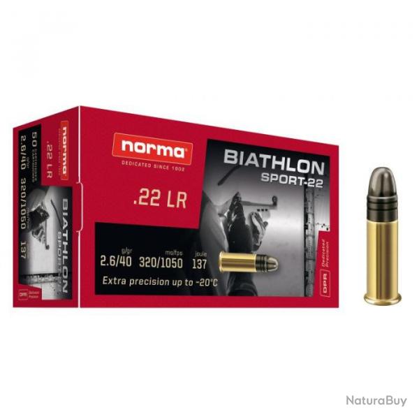 Cartouches Norma Biathlon Match-22 Lead Round Nose - Cal. 22 LR - Par 1