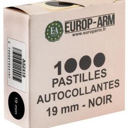 Pastilles Autocollantes Europ-Arm Noires - Diam. 15 ou 19mm - 19 mm