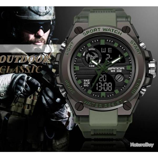 Montre - Bracelet Digital Numrique Militaire - lectronique - tanche Vert