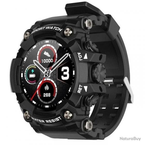 Montre Connecte T6 : tanche, Mesure de la Pression Artrielle, cran Rond Complet Noir