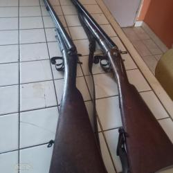 Deux fusils de chasses a restaurer chambré en 65 poudre noire
