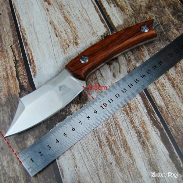 PEGASI Huanghua couteau droit tactique, manche en bois de poire