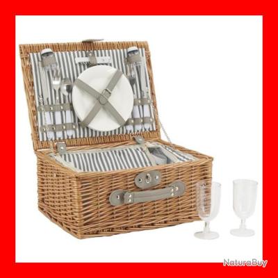 BE NOMAD Panier Pique-Nique 4 Personnes Gris - 23L Isotherme Avec 29 Accessoires
