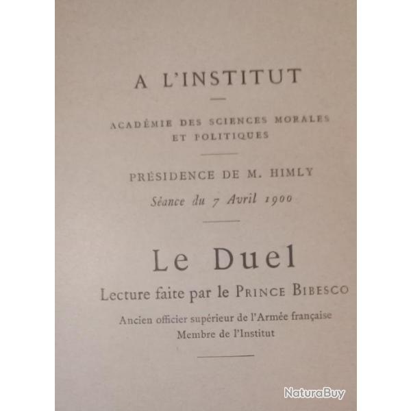 Le duel discours par prince BIBESCO  l'INSTITUT Acadmie des sciences sociales et politiques 1900