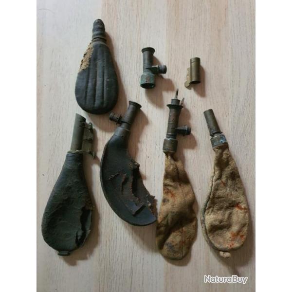 Lot poires   poudre de chasse vides   nettoyer et restaurer ou pour pices