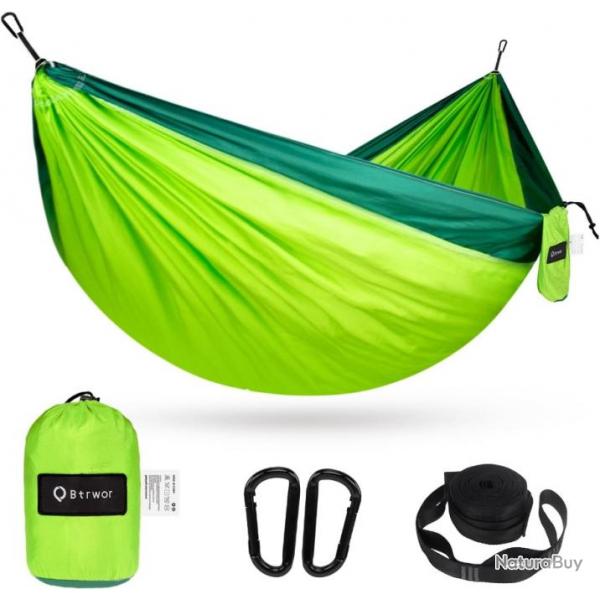 Hamac Ultra Lger 300x200cm Nylon Parachute Charge 300 kg Randonne Bivouac Camping Vert Clair Olive