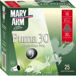 BOITE DE 25 CARTOUCHES MARY ARM PUMA 30G BOURRE GRASSE CAL.16/67 PLOMB 6