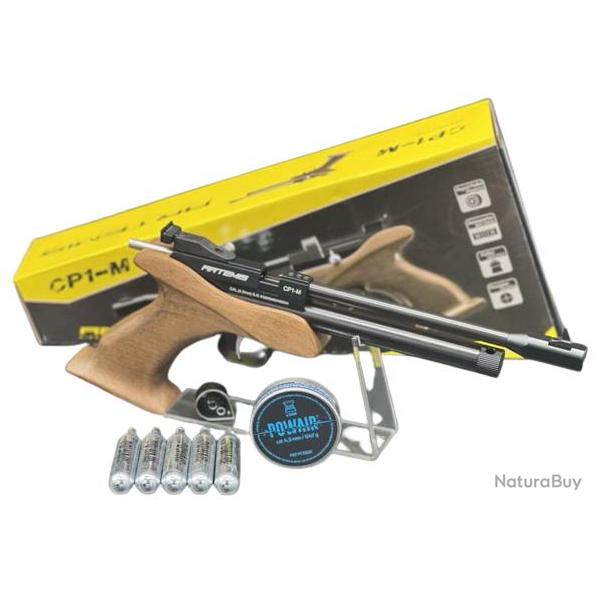 Pack Pistolet Plombs CO2 CP1M Multi coups C4.5 Artemis 6 joules + Bote de plombs