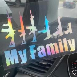 Autocollant armes ma famille ! - voiture et autres supports lisses avec feuille de transfère