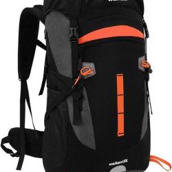 Sac à Dos Tactique 50L Housse de Pluie Place pour Poche D'eau Randonnée Chasse Pêche Trekking  Noir