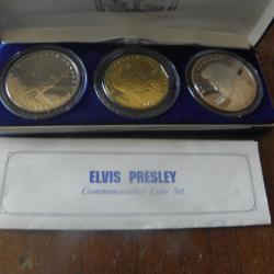 50$ argent troy ounce .999 10 $ laiton 5 $ cupronickel 1993 Île Marshall Elvis Presley en Coffret