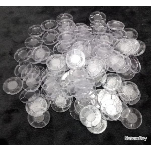 100 rondelles / disques de fermeture en plastique transparent calibre 12 GUALANDI