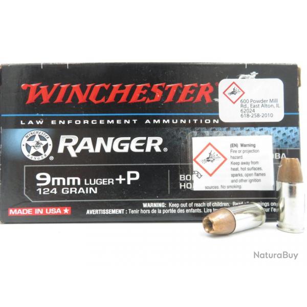 WINCHESTER 9X19 124GR JHP TETE EXPANSIVE +P X50