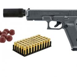 Pack Défense Glock 17 Gen 5 - Pistolet Alarme avec embout self gom et 50 munitions