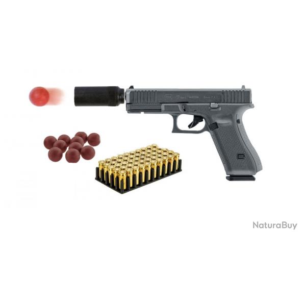 Pack Dfense Glock 17 Gen 5 - Pistolet Alarme avec embout self gom et 50 munitions