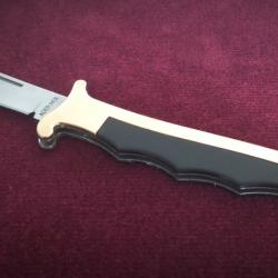 Superbe couteau pliant sécurité- Manche composite noir et laiton-Lame acier inoxydable-Clasp-knife