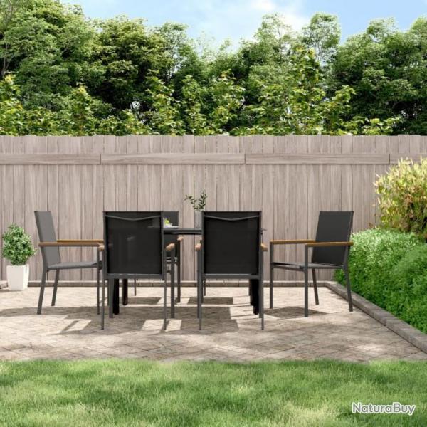 Chaises de jardin lot de 6 noir 55x61,5x90cm textilne et acier