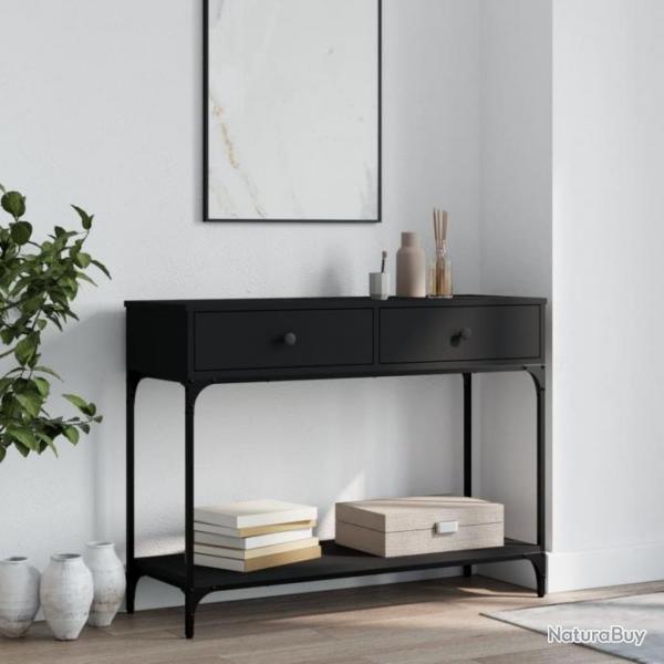 Table console noir 100x34,5x75 cm bois d'ingnierie