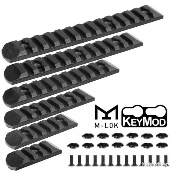 Ensemble de 6 Rails picatinny pour attache M-lok et Keymod