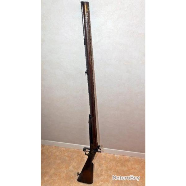 ARME ANCIENNE DE COLLECTION A POUDRE NOIRE - Fusil  Chien - 2 Canons.