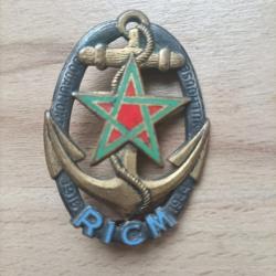 Insigne Régiment d Infanterie et de Chars de Marine, dos lisse. RICM 1916 - 1944 devis / Drago G1933