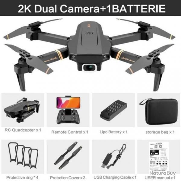 Drone Dual camra 2K HD +1 Batterie 3 Vitesses quadrirotor pliable Wifi FPV Notice en Franais