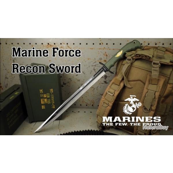 Sabre United Cutlery USMC Marine Recon Sword Lame Acier Inox Manche Rubber Etui Nylon UC3527