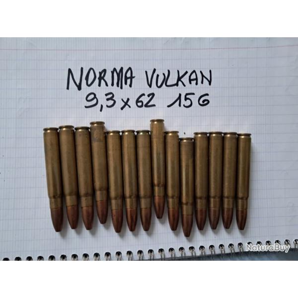 14 cartouches Norma Vulkan cal: 9,3 x 62 15 grammes
