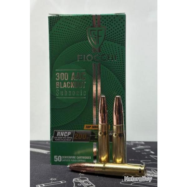 Munition Balle FIOCCHI CAL.300 AAC BLACKOUT SUBSONIQUE RNCP 200GR PAR 50