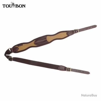 Sangle De Fusil Tourbon En Toile - Ajustable Avec Pivots - Couleur Marron - Pour Chasse Et Tir