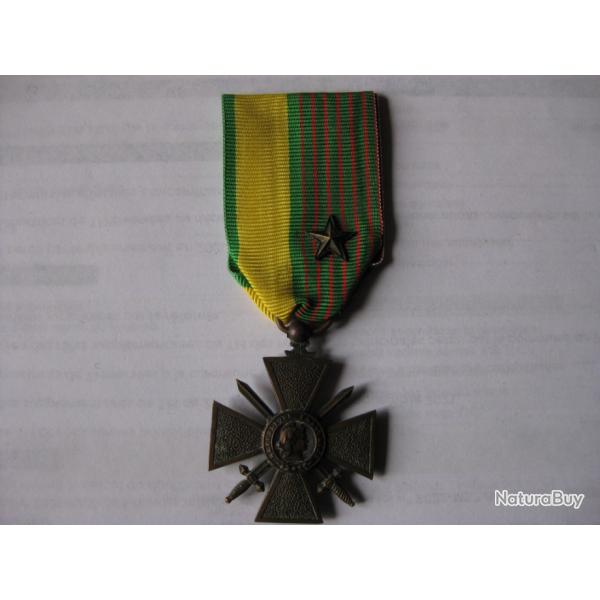 Mdaille Croix de Guerre 14-19 double ruban