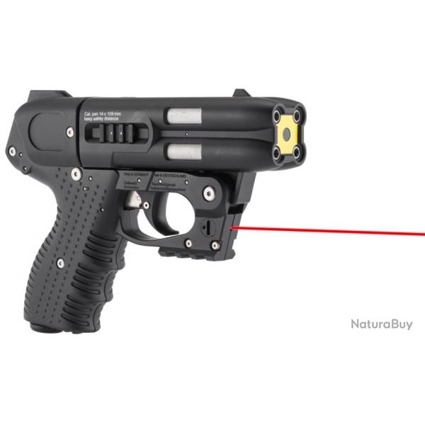 Pistolet de dfense Piexon JPX4 avec vise laser pro 4 cartouches indpendantes et son tui droitier
