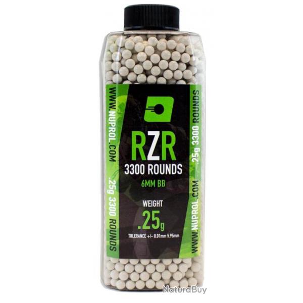 ( 0,25g)Billes Airsoft 6mm RZR 0.25g bouteille 3300 bbs