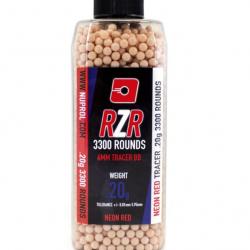 ( 0,20g ROUGE)Billes Airsoft 6mm RZR 0.20g bouteilles 3300 bbs TRACER rouges