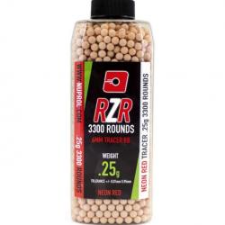 ( 0,25g ROUGE)Billes Airsoft 6mm RZR 0.25g bouteilles 3300 bbs TRACER rouges