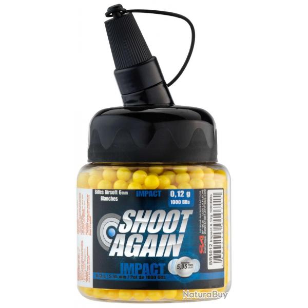 ( Billes Airsoft 6mm 0.12g IMPACT en pot de 1000 billes - Shoot Again)Billes Airsoft 6mm 0.12g IMPAC