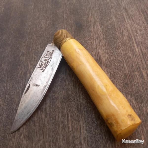 Ancien Couteau JOS DA CRUZ Manche en BUIS corce