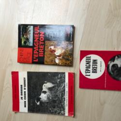 Lot de trois livres sur les épagneuls bretons et le dressage des chiens d'arrêt
