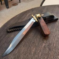 Très Grand Couteau de Chasse à la d estaing 32 cm avec Étui en cuir,  Manche en Bois