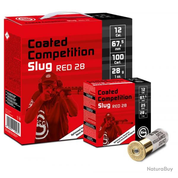 GECO COATED COMPETITION SLUG RED 28 12/67 28g - Boite de 25 units