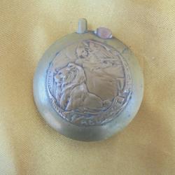 Briquet de Poilu avec médaille de M. Pautot Belfort Strasbourg Trench Art 1914-1918 WW1 Gravé JM