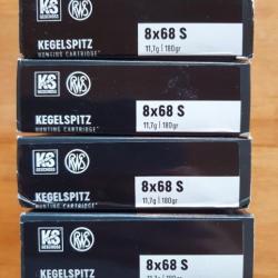 Lot de 4 boîtes de balles RWS KS 8x68S