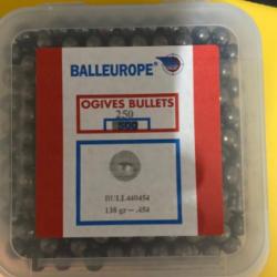 ( BOITE x250 - .454 (cal .44-45))Balles rondes BALLEUROPE pour la poudre noire