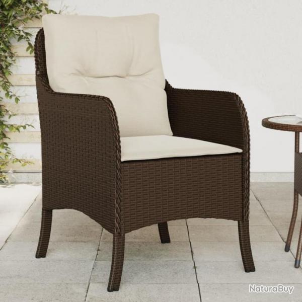 Chaises de jardin avec coussins lot de 2 marron rsine tresse