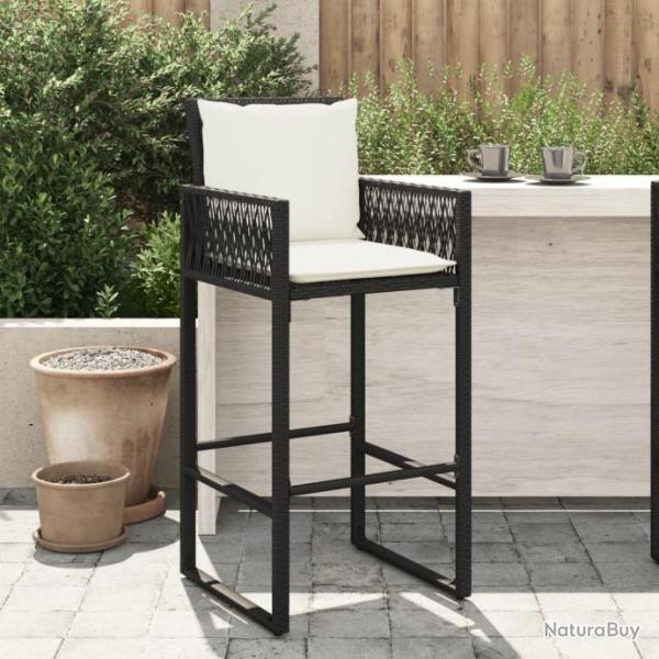 Tabourets de bar jardin coussins lot de 2 noir rsine tresse