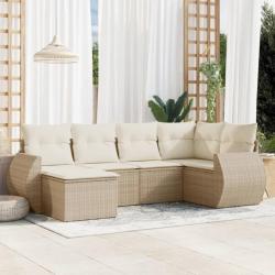 Salon de jardin avec coussins 6 pcs beige résine tressée