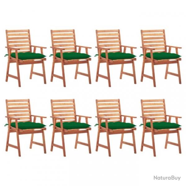 Chaises  dner d'extrieur 8 pcs avec coussins Acacia massif