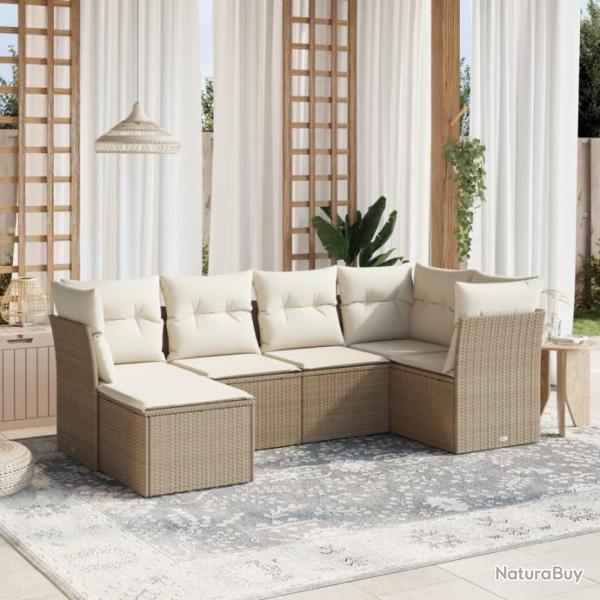 Salon de jardin avec coussins 6 pcs beige rsine tresse